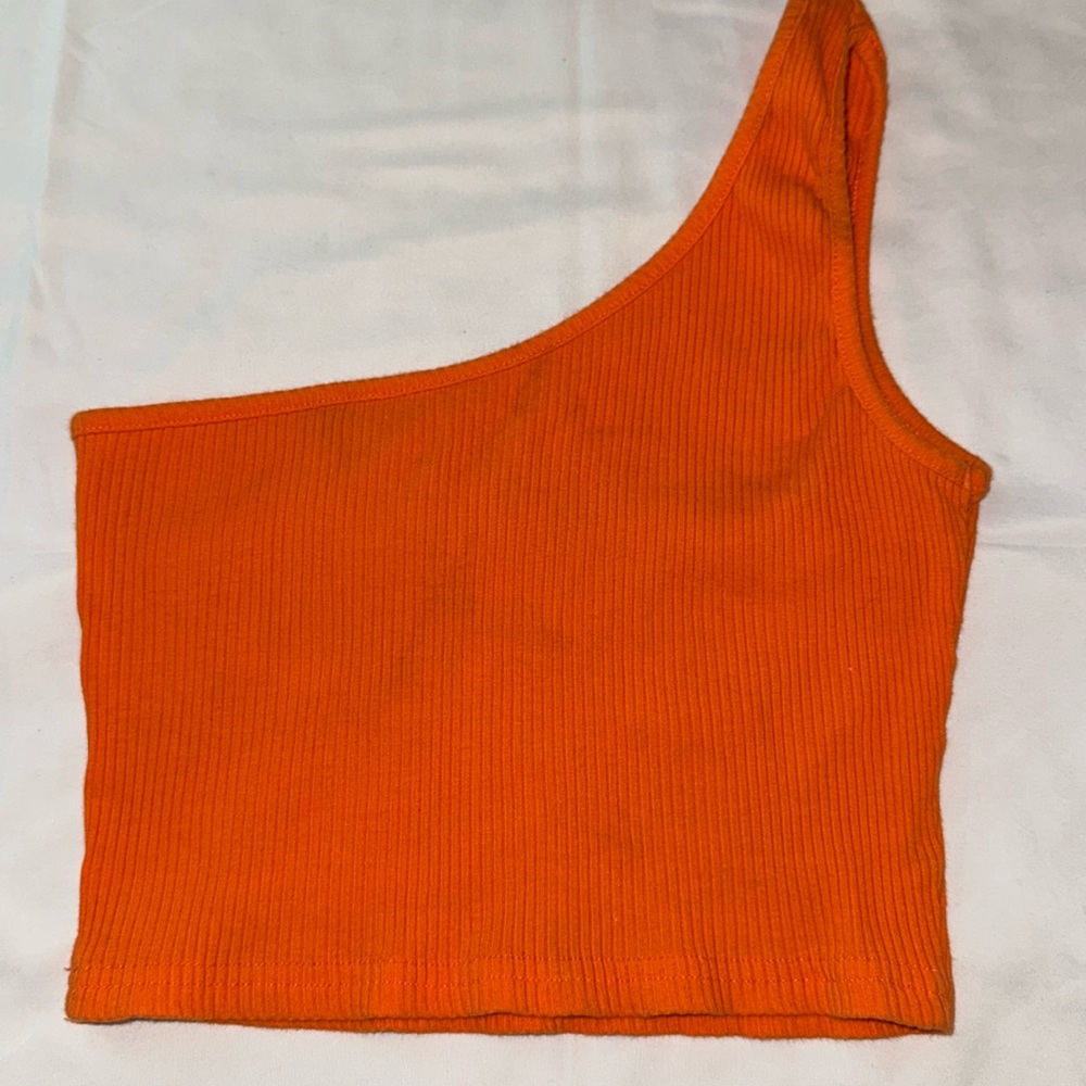 Ribbed orange crop top